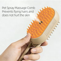 Brosse vapeur électrique 3-en-1 de luxe pour chat, anti-éclaboussures, avec fonction massage et peigne de toilettage pour l'élimination des poils, en plastique écologique