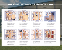 Maison mobile extensible de 20 pieds avec salle de bain, 1 à 4 chambres, maisons transportables, hébergement extérieur, maison d'hôtes à vue panoramique