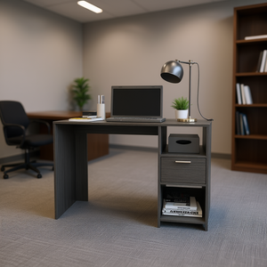 Bureau d'ordinateur Arlington à un tiroir avec deux étagères pour usage professionnel, en bois, moderne et contemporain, autoportant - Product Image 2