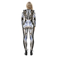 Robot Punk Squelette Cyberpunk Steampunk Sexy Mince Combinaison Catsuit Cosplay Costumes Femmes Body Catsuit Halloween Déguisement