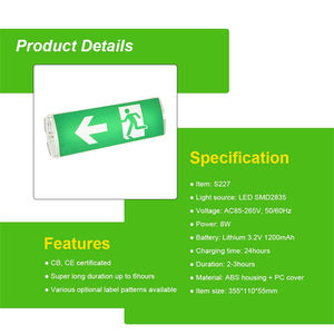 Venta Directa de Fábrica, Lámpara de Emergencia LED Impermeable IP65, Recargable, con Señalización de <span class=keywords><strong>Salida</strong></span>, Tipo Bulkhead SMD - Product Image 2