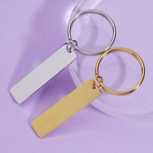 Fashionable Metal Strip Keychain Mirror Polish Stainless Steel Stamping Blank Keyring for DIY Custom <b>Name</b> Engraving - Product Image 2