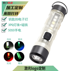 Handheld <b>Flashlight</b> <b>Led</b> Red Light Rechargeable Battery Mini Keychain Torch With Hook For Outdoor Use - Product Image 5