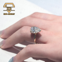 Bague de fiançailles personnalisée en or 14 carats style mariage avec moissanite poire 3 carats pour femme