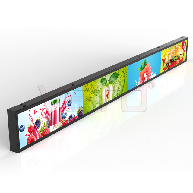 Ultra-Wide Stretch Bar Display LCD Screen Indoor 23.1 Inch Digital Shelf Advertising Screen with Animation Android Mount