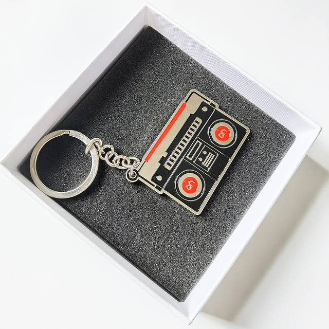 Personalized Design Custom Made Metal Radio Shape Blank Black Keychain