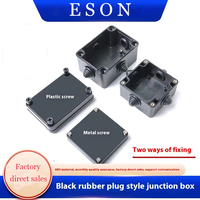 Caja de terminales de plástico ABS para exteriores estilo enchufe de goma negra Caja de conexiones de alimentación de monitoreo de seguridad de nivel de protección IP65
