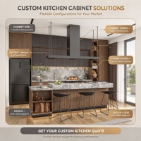 Lemari Dapur Modular Custom dari Papan Partikel dengan Meja Marmer, Furnitur Penyimpanan Modern untuk Dekorasi Interior Dapur