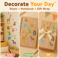 Autocollants d'animaux de dessin animé écologiques résistants aux rayons du soleil, feuille d'autocollants en vinyle mat imperméable, pour enfants, bricolage, artisanat, carnet décoratif