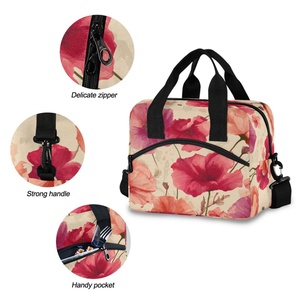 Sac isotherme de pique-nique et de voyage personnalisé hawaïen en polyester rouge à motifs floraux, réutilisable, de haute qualité, 15L - Product Image 5