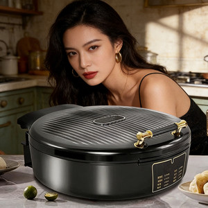 Grill électrique 1500W, plaque en fonte antiadhésive double face, pour usage domestique et commercial - Product Image 3
