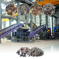 Ligne de recyclage de ferraille industrielle : voitures, vélos, moteurs de voitures, pièces mélangées, métal, aluminium, broyeur à marteaux