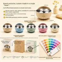 Bol intérieur en acier inoxydable 304 avec base antidérapante en silicone, résistant aux chutes et aux brûlures, bol d'alimentation pour bébé, bol pour aliments pour bébés