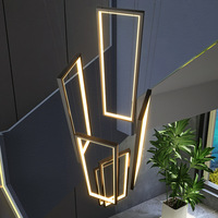 Luminaire Décoratif Carré Noir pour Escalier Rectangle Projet Personnalisé Luxe Moderne Led Escalier Lustre