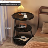 Table de chevet vintage de style chinois classique en pierre avec étagère multi-niveaux pour chambre à coucher