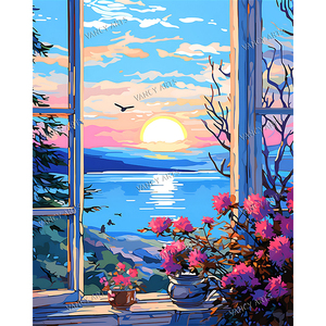 VANCY ARTS Kit di Pittura Diamante 5D in Resina di Alta Qualità, Tramonto sull'Oceano Scintillante con Diamanti Speciali - Product Image 1