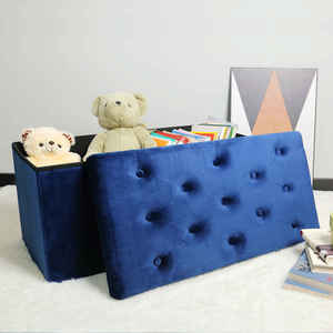 Offre Spéciale pouf moderne Bailey grand <span class=keywords><strong>banc</strong></span> pouf de rangement <span class=keywords><strong>bleu</strong></span> velours tissu pliant pouf <span class=keywords><strong>banc</strong></span> de rangement pour salon - Product Image 6