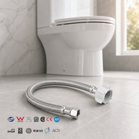 Tuyau d'alimentation en eau tressé en acier inoxydable pour réservoir de toilettes, connecteur flexible SS304 certifié NSF, vente en gros OEM pour salle de bain et cuisine