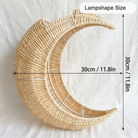 Lampu Gantung Rotan Alami Bentuk Bulan Sabit Anyaman Tangan untuk Kamar Bayi/Anak E26 E27