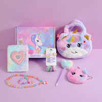 Nouveaux jouets licorne 2026 pour filles, coffret cadeau d'anniversaire avec papeterie, journal en peluche avec cadenas, couverture lumineuse, masque pour les yeux, sac bandoulière