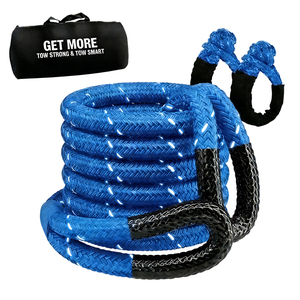 Cordon de <span class=keywords><strong>traction</strong></span> cinétique synthétique haute résistance bleu réfléchissant, kit d'urgence pour remorquage de voitures, pour le sauvetage par treuil avec manilles souples - Product Image 1