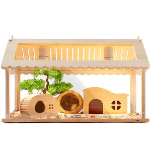 Casa per animali da compagnia 24 pollici criceto trasparente gabbia criceto habitat recinzione legno cornice pannelli acrilici - Product Image 1