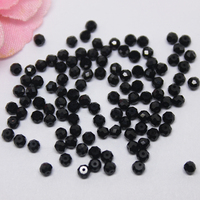 Perles de pierres précieuses synthétiques en forme de boule, spinelle noire facettée