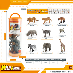 TOMMABO Modelos de animales de América del Sur <span class=keywords><strong>3D</strong></span> Plástico sólido Modelo de PVC León Jirafa Elefante Cebra Selva salvaje Figuras de animales Juguetes - Product Image 3