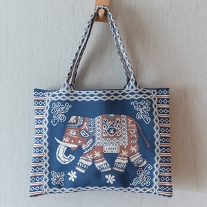 Sac à main fourre-tout tricoté pour femme style national sud-est asiatique motif éléphant - Product Image 3