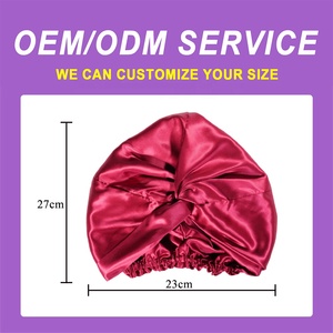 Favori Bonne Vente Double Couche <span class=keywords><strong>Rouge</strong></span> Bourgeon Bonnet 100% Mûrier Réglable Soie Sommeil Chapeau Femmes Casquette - Product Image 2