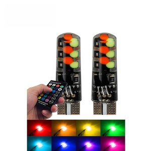 Prix de gros T10 COB 12smd RGB Ampoules de phares de voiture en silicone avec télécommande clignotante 12V Garantie 2 ans Éclairage automobile - Product Image 4