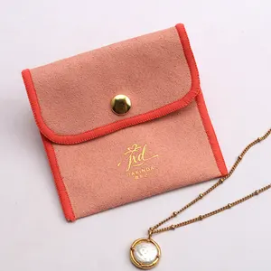 Kustom Logo Microfiber kantong perhiasan dapat digunakan kembali tas amplop untuk Kalung gelang kemasan Microfiber kemasan tekstil