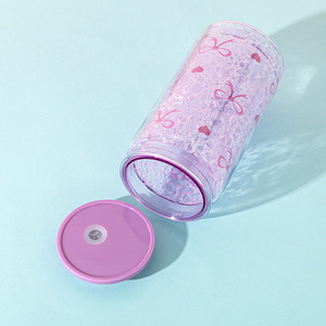Gobelet en plastique de 12 oz en forme d'arc, double paroi, pour cola, écologique, couleur gelée, avec paille, type Mason, pour boissons glacées - Product Image 3