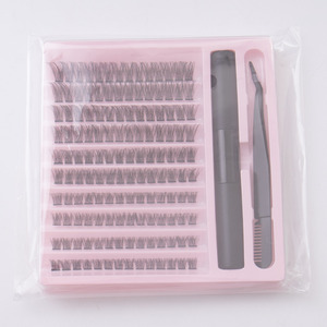 Ciglia individuali segmentate da te personalizzate con 2 in1 adesivo a doppia testa d arricciatura <span class=keywords><strong>140</strong></span> grappoli soffice kit per ciglia - Product Image 6