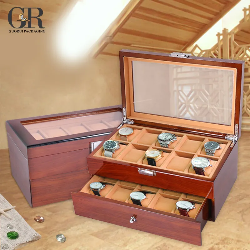 20 Slot Leather PU Large Modern Combo Jewelry Watch Display Storage Box Organizer With Drawer