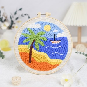 Broderie en laine épaisse série plage hawaïenne paquet de matériel d'entrée bricolage fait à la main - Product Image 3