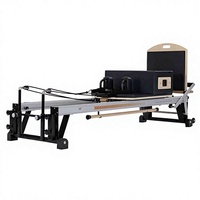 Machine de Pilates Reformer réglable en aluminium/alliage d'aluminium jaune, portable et durable, équipement de yoga à domicile pour adultes, avec boîte en bois