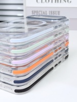 Coque Magnétique Transparente de Luxe Personnalisable avec Logo pour iPhone 18 17, Couleurs Contrastées, Anti-chute, Hybride PC TPU, Protection Arrière Antichoc, Lentille Métallique