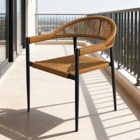 Ensemble table et chaises d'extérieur moderne, résistant aux UV, en rotin PE, coussins imperméables, structure en métal thermolaqué, chambre à coucher, salon
