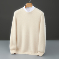 Pull en laine pure à 100% pour homme, col rond, manches longues, pull décontracté automne-hiver, logo personnalisé disponible