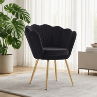 Chaise de salle à manger en velours violet avec pieds en métal, chaise d'appoint rembourrée, dossier festonné, mobilier moderne pour appartement