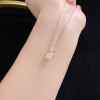 Collana con Ciondolo in Oro 18K con Diamante Sintetico, Catena Sottile Regolabile Minimalista, Collana con Charm in Diamanti per Donne