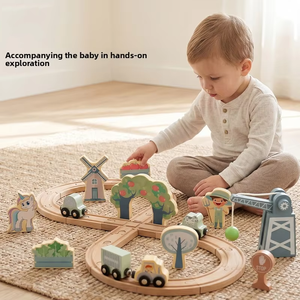 Qiaike - Juego de Vías de <span class=keywords><strong>Tren</strong></span> de Madera Premium Personalizado, Juguete Educativo de Bloques de Construcción para Niños, Ensamblaje DIY, Juego de Imitación, Directo de Fábrica - Product Image 2