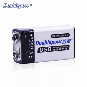 Doublepow Công suất thực LIN-ion <span class=keywords><strong>Lithium</strong></span> <span class=keywords><strong>9</strong></span> <span class=keywords><strong>volt</strong></span> 650mAh <span class=keywords><strong>Lithium</strong></span> <span class=keywords><strong>9</strong></span> V USB có thể sạc lại Li Ion pin - Product Image 3