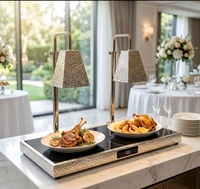Lampe chauffante électrique haut de gamme pour buffet, à double tête martelée, avec contrôle numérique de la température, pour hôtels et restaurants