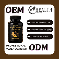 Capsules de Shilajit OEM avec gingembre et maca noire, prix d'usine, formule et emballages personnalisés pour adultes, soutien de la vitalité masculine
