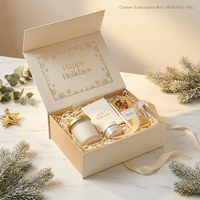Boîte cadeau magnétique personnalisée, boîte cadeau de luxe en papier rigide avec logo en feuille d'or pour ensemble cadeau de bougies, soins de la peau, cadeaux de fête