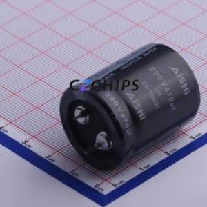 Condensateur électrolytique en aluminium à encliquetage ELH2DM471P30KT, composant traversant (THT), D25xL30mm 470uF 20% 200V 10mm - Product Image 1