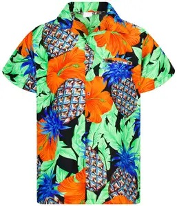 Polyester / Cotton Waterproof Breathable Casual Eco-friendly QUICK DRY Poplin Fruit Hawaiian Shirt Floral Shirt