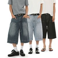 YOUMI ODM Streetwear Patchwork Y2K personnalisé vêtements de travail à jambe droite Denim lavé pantacourt ample été Denim court